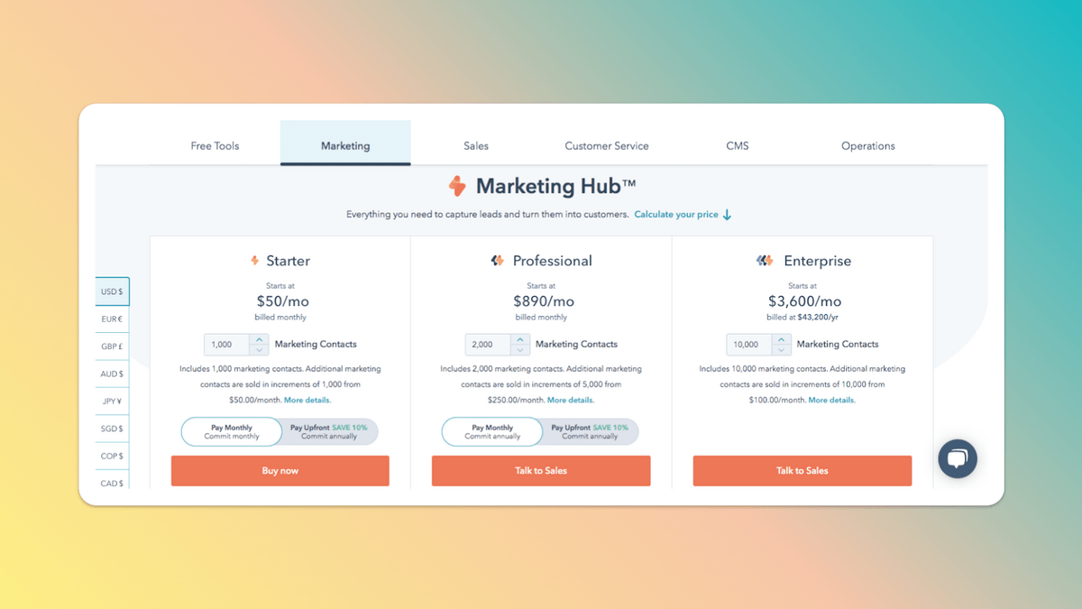 Marketing Hub Pricing